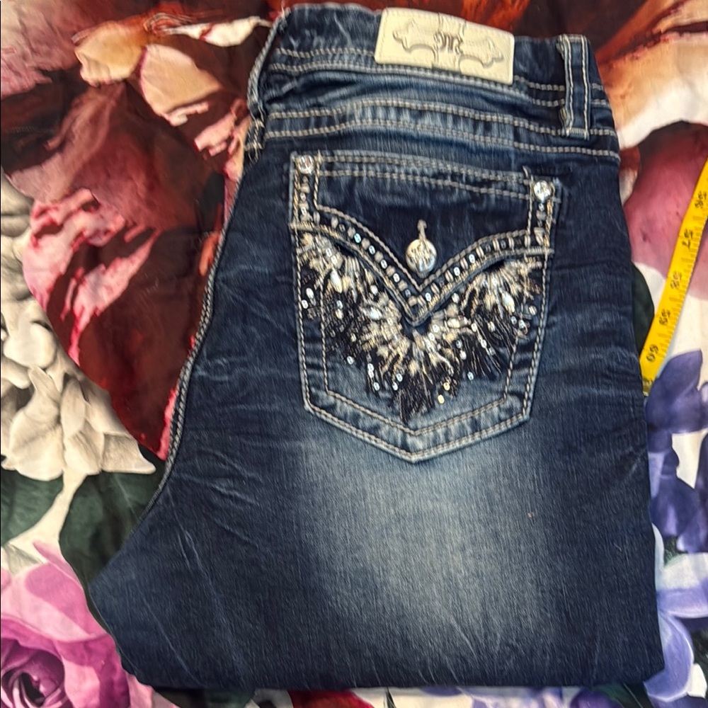 Miss Me Embellished Dark Blue Bermuda Shorts